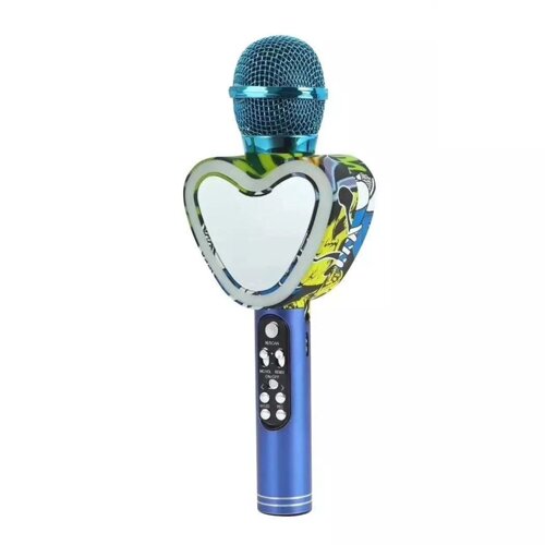 Караоке-микрофон беспроводной Micmagic Q5 с функцией записи голоса и цветомузыкой (Синий)