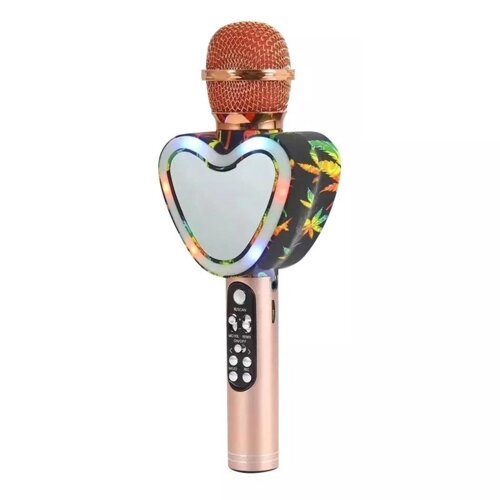 Караоке-микрофон беспроводной Micmagic Q5 с функцией записи голоса и цветомузыкой (Золотой)