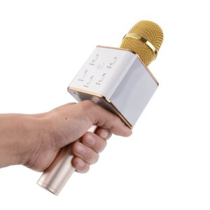 Караоке-микрофон беспроводной TUXUN Q7 со встроенной bluetooth-колонкой (Золотой)