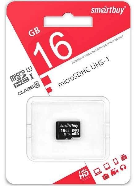 Карта памяти microSD SmartBuy SDCL10-00LE (16Gb Class 10 U1) от компании SHOPPE • Лучшее – себе. - фото 1