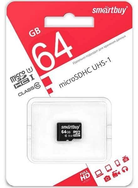 Карта памяти microSD SmartBuy SDCL10-00LE (64Gb Class 10 U1) от компании SHOPPE • Лучшее – себе. - фото 1