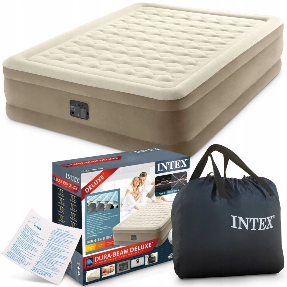 Кровать двуспальная ортопедическая INTEX Comfort-Plush DELUXE 64428 надувная с электронасосом от компании SHOPPE • Лучшее – себе. - фото 1