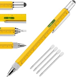 Мультитул-ручка 6 в 1 TOMTOSH [шариковая ручка-2 отвертки-стилус-уровень-линейка]Желтый)