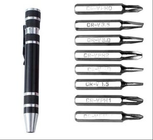 Мультитул-ручка с набором прецизионных отвёрток 8 в 1 (Стальной)