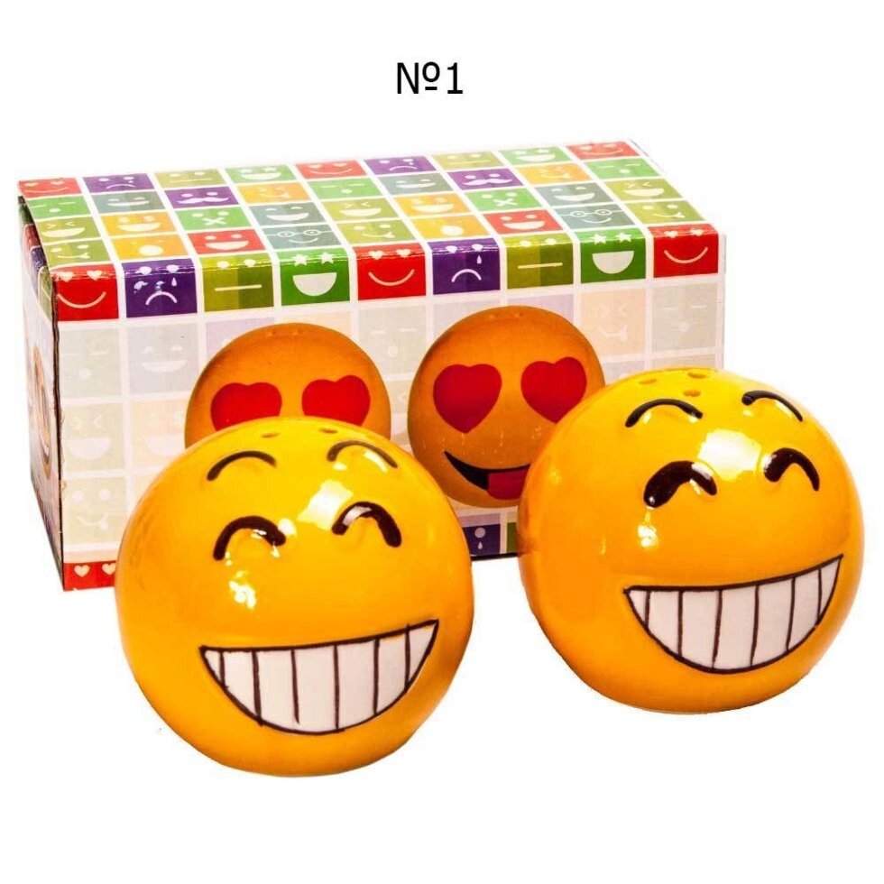 Набор для специй в виде смайликов Emoji [солонка + перечница] (№3) от компании SHOPPE • Лучшее – себе. - фото 1