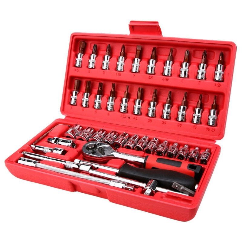 Набор инструментов Metric Socket Set EI1/4-46PCS [46 деталей] от компании SHOPPE • Лучшее – себе. - фото 1