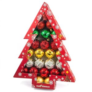 Набор из 24 новогодних шаров в подарочной коробке «Ёлочка»