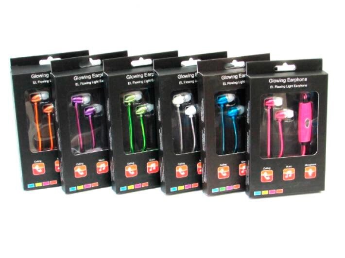 Наушники светящиеся вакуумные металлические Glowing Earphone (Пурпурный) от компании SHOPPE • Лучшее – себе. - фото 1