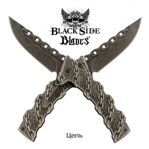 Нож складной дизайнерский Black Side Blades с рельефной рукоятью (Цепь)