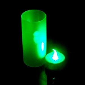 Светодиодная свеча LED Candle [2шт.] (Зеленая со стаканом)