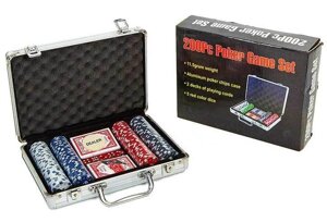 Набор в алюминиевом кейсе для игры в покер Poker Game Set Casino Size Chip (200 фишек)