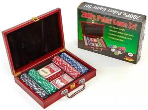 Набор для игры в покер в деревянном кейсе «Poker Game Set» (100 фишек)