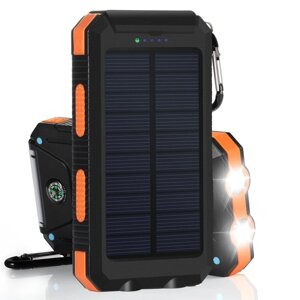 Внешний аккумулятор водонепроницаемый Powerbank Solar Charger на солнечных батареях 3 в 1 [20000 мАч; компас; 2