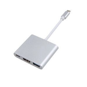 Переходник-хаб Type-C – HDMI 4K/USB 3.1 KEBIDU для подключения переферии и к телевизору (Серебряный)