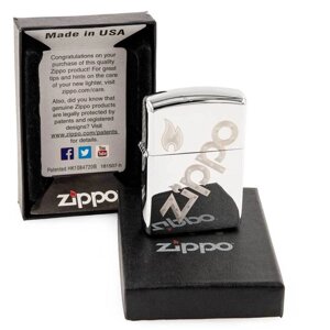 Зажигалка бензиновая ZIPPO (Большой логотип на серебре)