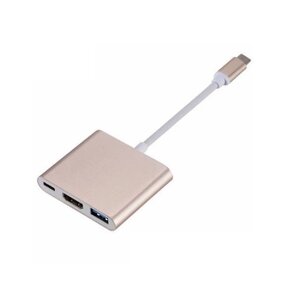 Переходник-хаб Type-C – HDMI 4K/USB 3.1 KEBIDU для подключения переферии и к телевизору (Золотой)