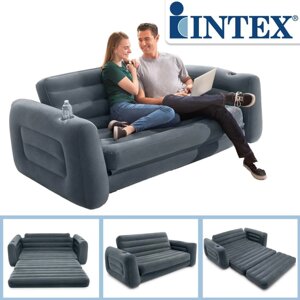 Диван-трансформер надувной раскладной INTEX PULL-OUT SOFA 66552 {203х224х66см, флоковое покрытие}