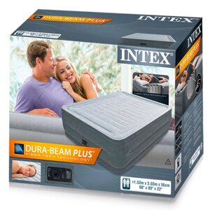 Двуспальная кровать надувная со встроенным насосом INTEX 64418 DURA-BEAM PLUS