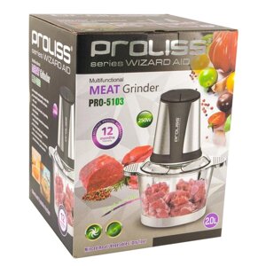 Чоппер-измельчитель продуктов кухонный со стеклянной чашей PROLISS Meat Grinder {2л}