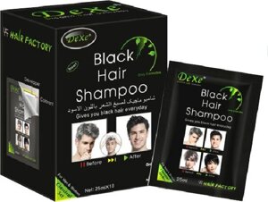 Шампунь тонирующий для седых волос DEXE Black Hair Disaar [комплект на 10 применений]