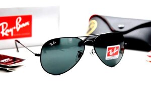 Очки солнцезащитные Aviator Ray-Ban (Черная оправа/серо-голубые линзы)