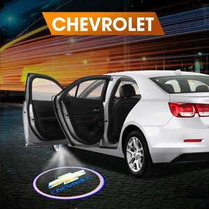 Проектор логотипа автомобиля на асфальт для дверей Welcome lamp {беспроводной комплект из 2шт. Chevrolet)
