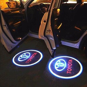 Проектор логотипа автомобиля на асфальт для дверей Welcome lamp {беспроводной комплект из 2шт. Toyota)