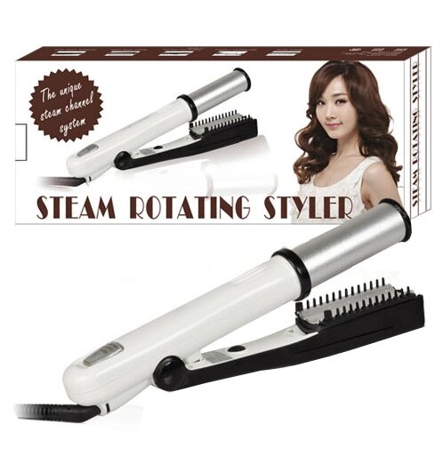 Стайлер-утюжок паровой для укладки волос Steam Rotating Styler 2-в-1 от компании SHOPPE • Лучшее – себе. - фото 1