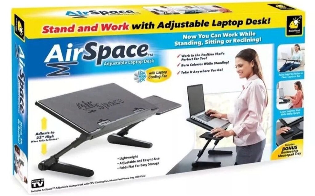 Столик-трансформер для ноутбука Air Space Laptop Desk с охлаждением от компании SHOPPE • Лучшее – себе. - фото 1