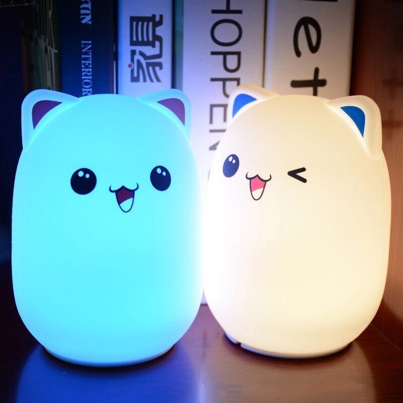 Светильник силиконовый «Милый котик» COLORFUL SILICON ANIMAL LIGHT от компании SHOPPE • Лучшее – себе. - фото 1