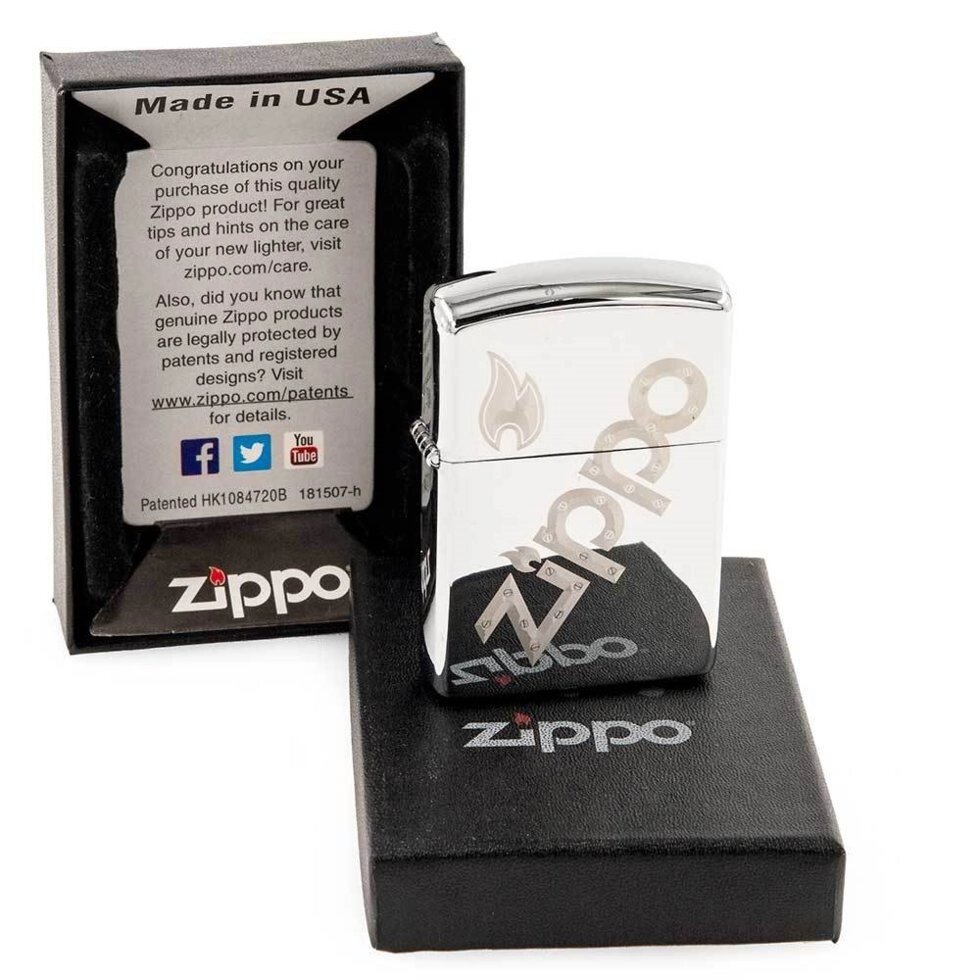 Зажигалка бензиновая ZIPPO (Большой логотип на серебре) от компании SHOPPE • Лучшее – себе. - фото 1