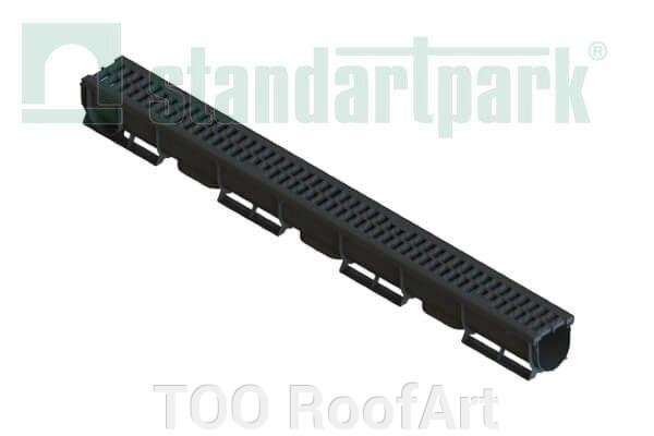 Лоток Водоотводный пластиковый S"PARK 1 с пластиковой ячеистой решеткой (комплект) от компании ТОО RoofArt - фото 1