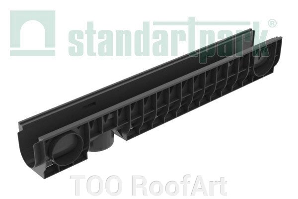 Лоток водоотводный PolyMax Basic DN100 H155 пластик модернизированный от компании ТОО RoofArt - фото 1