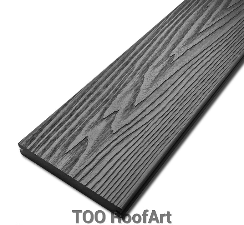 Террасная доска Polydeck 150*21 полнотелая графит от компании ТОО RoofArt - фото 1