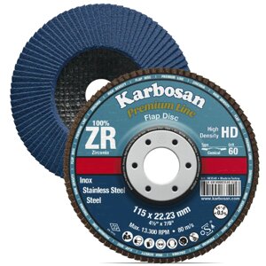 Круг лепестковый торцевой KARBOSAN Universal Line ZXR12 180*22мм P80
