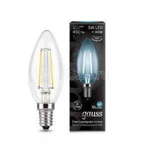 Лампа светодиодная Filament Свеча E14 5Вт 4100К Gauss