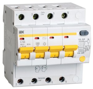 Выключатель автоматический дифференциального тока АД14 16А 30мА 4п