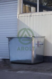 Оцинкованный нержавеющий мусорный контейнер для ТБО объемом 1100 литров (Евро контейнер), с крышкой