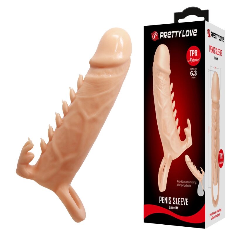 Интимная игрушка Насадка на пенис с фиксатором "Penis Sleeve"  Emmit 6.3 от компании Интернет-магазин "Чёрный Дракон" - фото 1