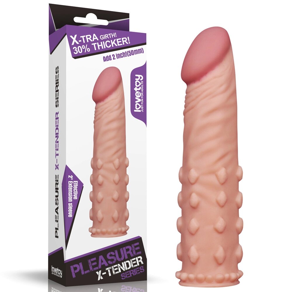 Интимная игрушка насадка на пенис-удлинитель с шипами +4 см Pleasure Extender Series от компании Интернет-магазин "Чёрный Дракон" - фото 1