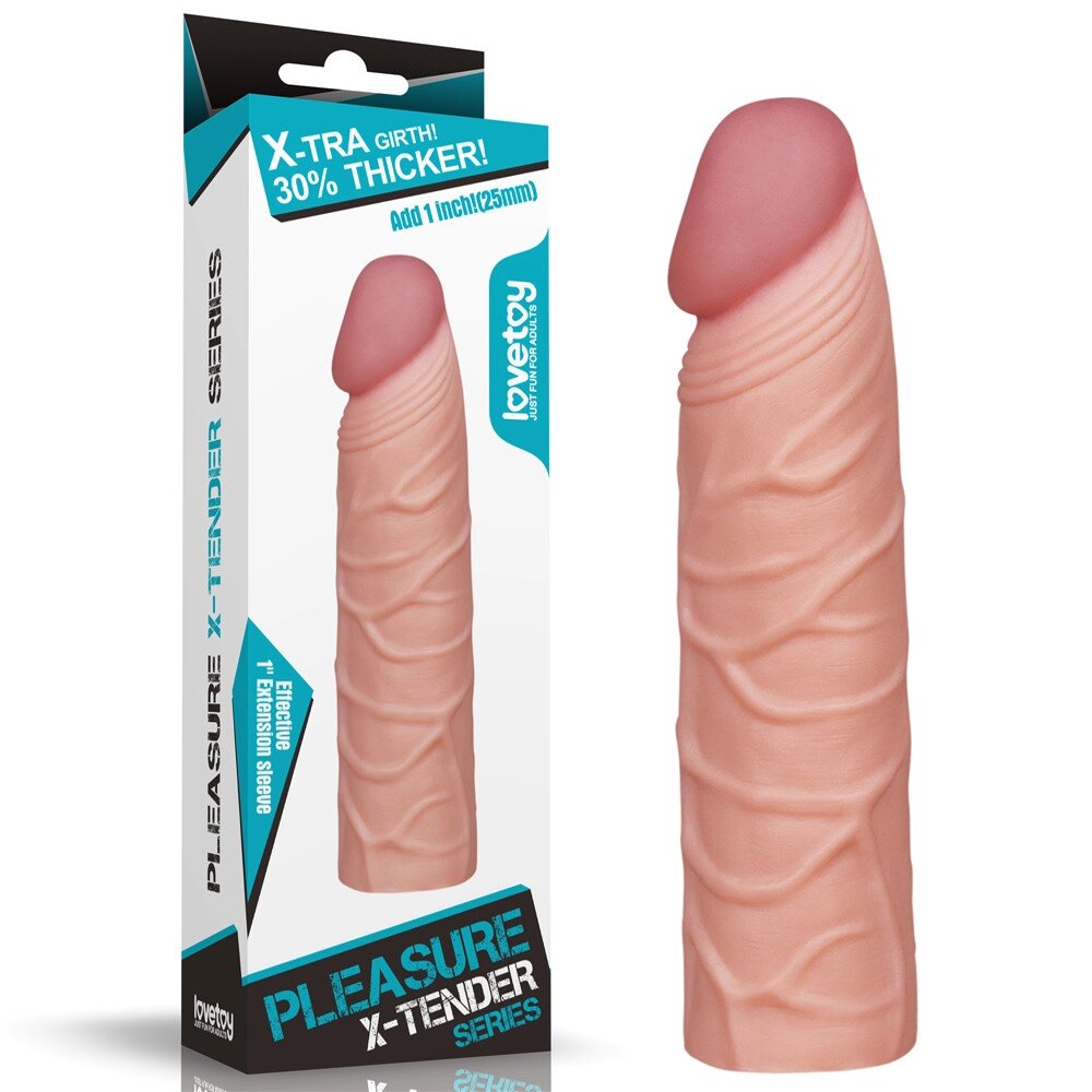 Интимная игрушка насадка удлинитель на пенис Lovetoy Pleasure X-Tender Series +3 см от компании Интернет-магазин "Чёрный Дракон" - фото 1