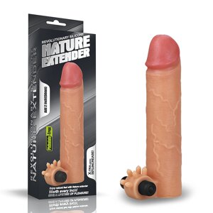 Интимная игрушка толстая вибронасадка на член Nature Extender со стимулятором клитора.