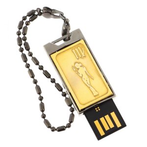 Флеш-карта с гравировкой символа знака зодиака "Дева" Златоуст USB 2.0 32 Gb в подарочной упаковке