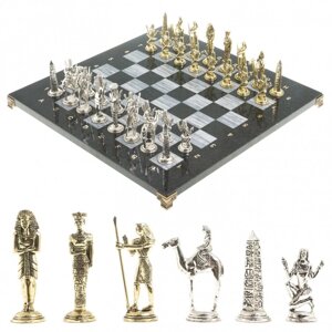 Настольная игра шахматы "Древний Египет" доска 40х40 см камень мрамор фигуры металлические
