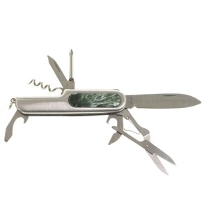 Нож мультитул складной 7 в 1 с камнем серафинит / Туристический нож / Перочинный ножик / Многофункциональный нож