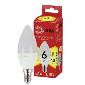 Лампочка ЭРА B35-6W-827-E14 (диод, свеча, 6Вт, тепл, E14)