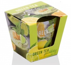 Аромасвеча bartek в стакане зеленый чай пудинг 115 гр. (GREEN TEA pudding )