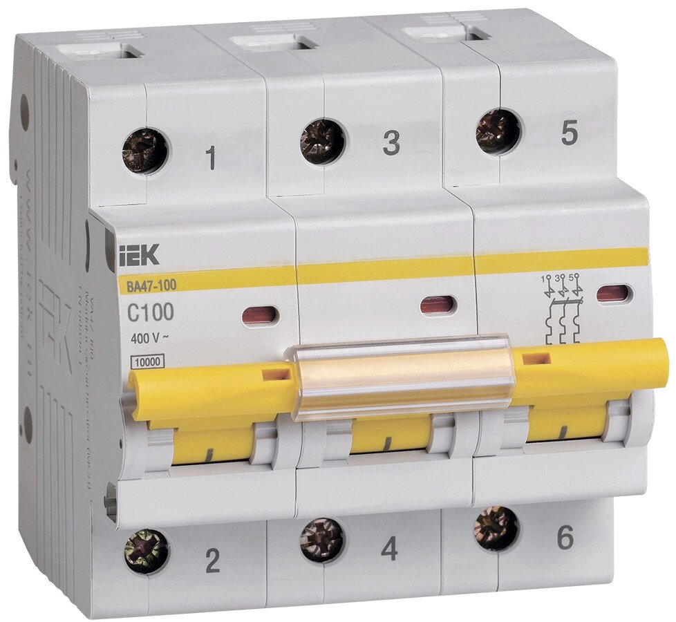 Автоматический выключатель IEK ВА47-100 3P C100 А 10 кА от компании ИП Фомичев - фото 1