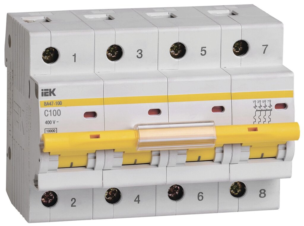 Автоматический выключатель IEK ВА47-100 3P N C100 А 10 кА от компании ИП Фомичев - фото 1