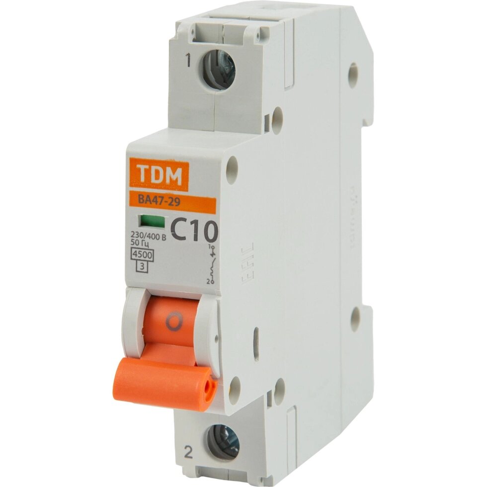 Автоматический выключатель TDM Electric ВА47-29 1P C10 А 4.5 кА SQ0206-0072 от компании ИП Фомичев - фото 1